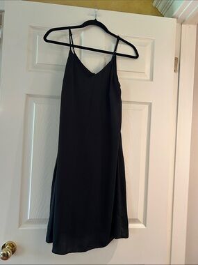 Sleek Black Mini Slip Dress with Spaghetti Straps